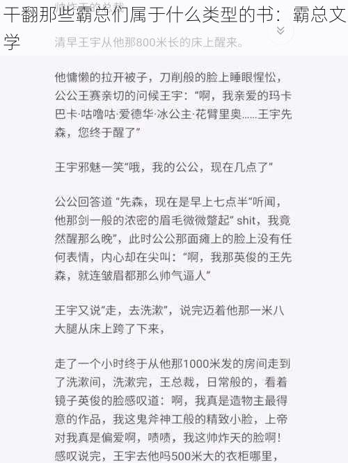 干翻那些霸总们属于什么类型的书:霸总文学