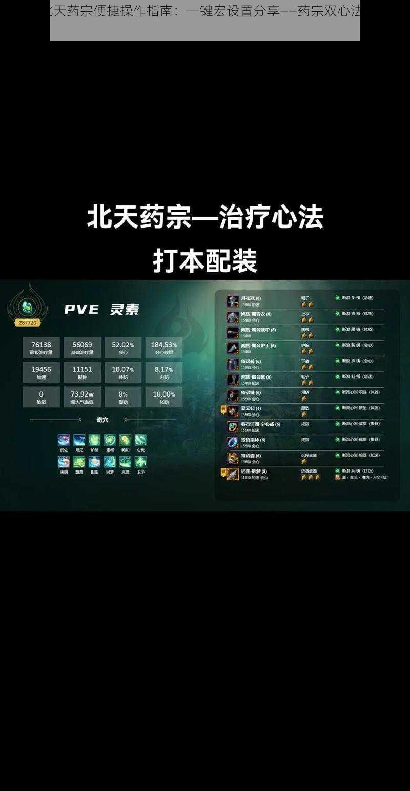 剑网3北天药宗便捷操作指南:一键宏设置分享——药宗双心法极速连招秘籍