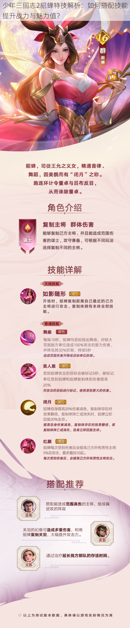 少年三国志2貂蝉特技解析:如何搭配技能提升战力与魅力值?