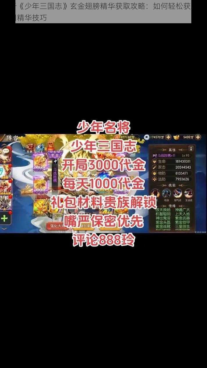 关于《少年三国志》玄金翅膀精华获取攻略:如何轻松获取与利用精华技巧