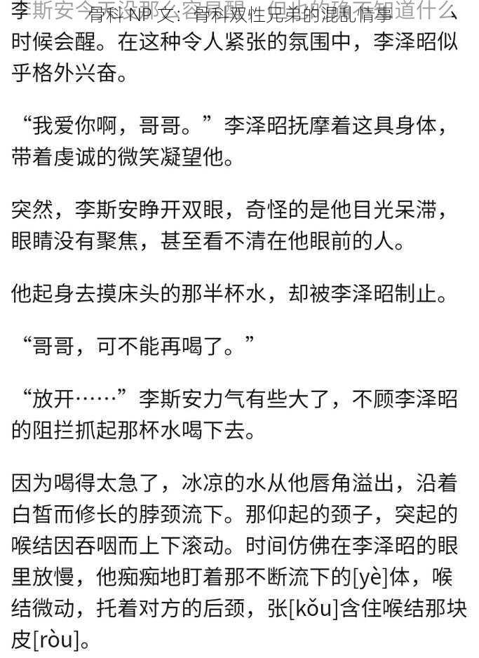 骨科 NP 文:骨科双性兄弟的混乱情事