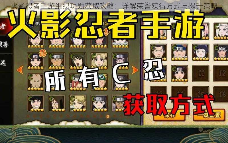 火影忍者手游组织功勋获取攻略:详解荣誉获得方式与提升策略