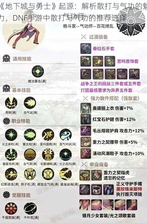 《地下城与勇士》起源:解析散打与气功的魅力,DNF手游中散打与气功的推荐选择