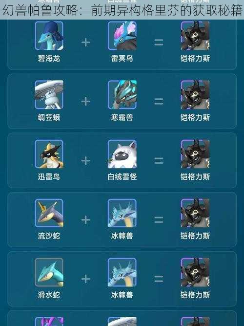 幻兽帕鲁攻略:前期异构格里芬的获取秘籍