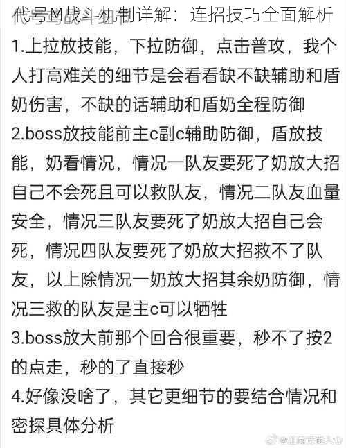 代号M战斗机制详解:连招技巧全面解析