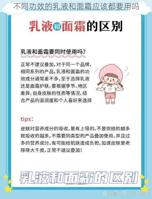 不同功效的乳液和面霜应该都要用吗