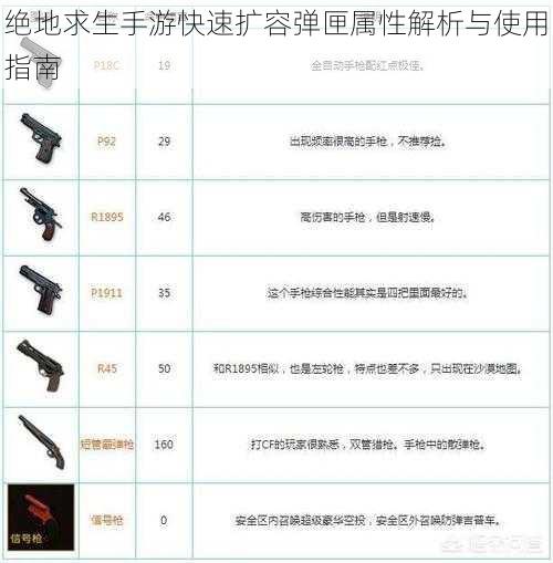绝地求生手游快速扩容弹匣属性解析与使用指南