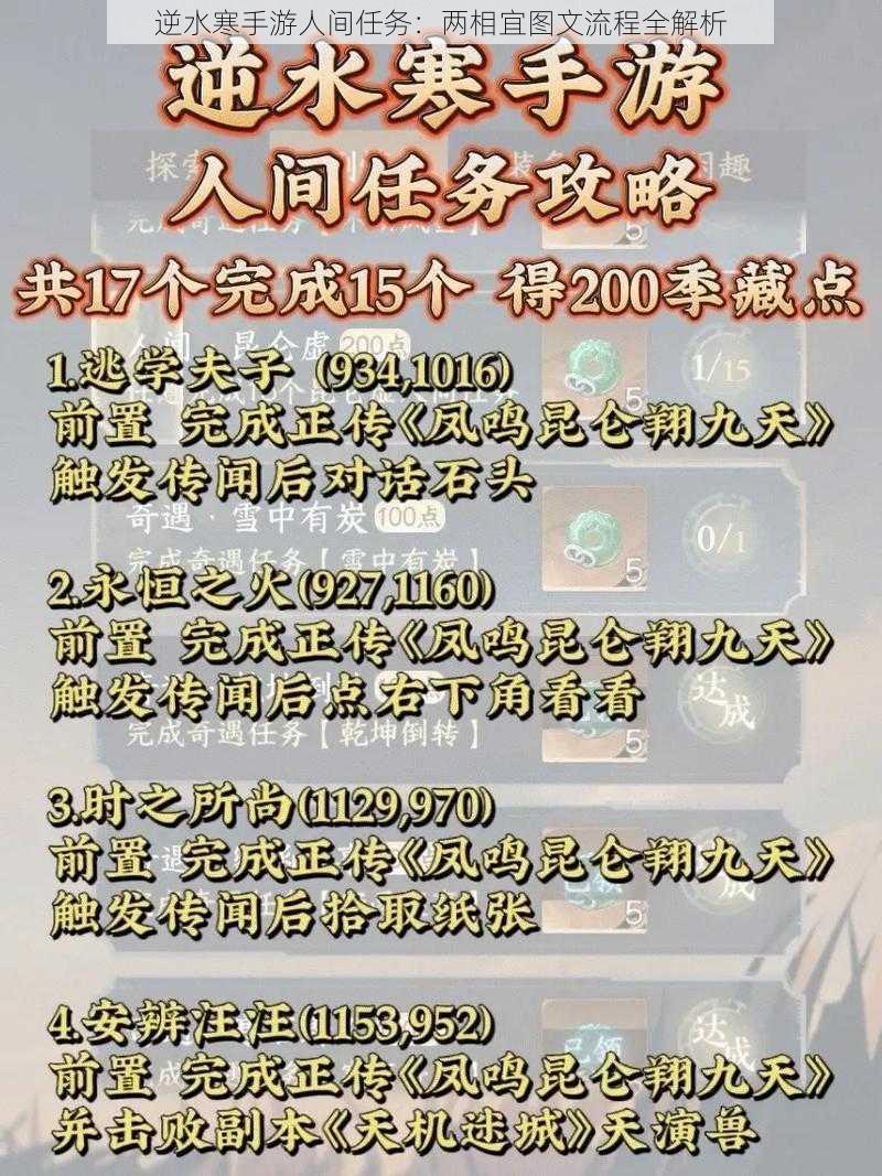 逆水寒手游人间任务:两相宜图文流程全解析