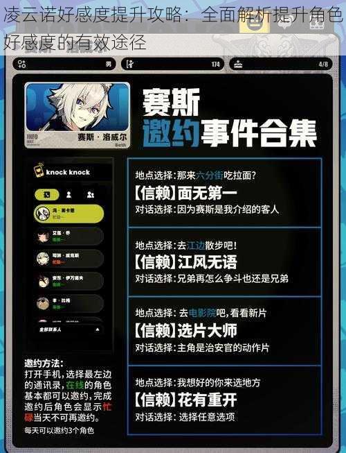 凌云诺好感度提升攻略:全面解析提升角色好感度的有效途径
