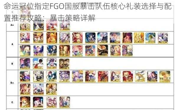 命运冠位指定FGO国服暴击队伍核心礼装选择与配置推荐攻略:暴击策略详解
