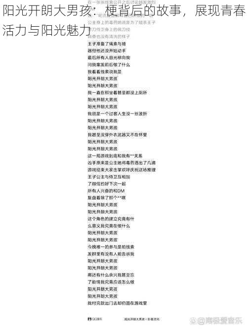 阳光开朗大男孩:梗背后的故事,展现青春活力与阳光魅力