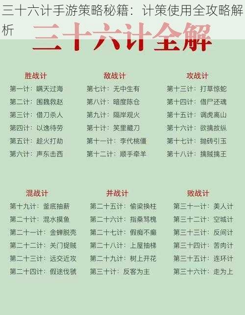 三十六计手游策略秘籍:计策使用全攻略解析