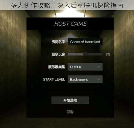 多人协作攻略:深入后室联机探险指南