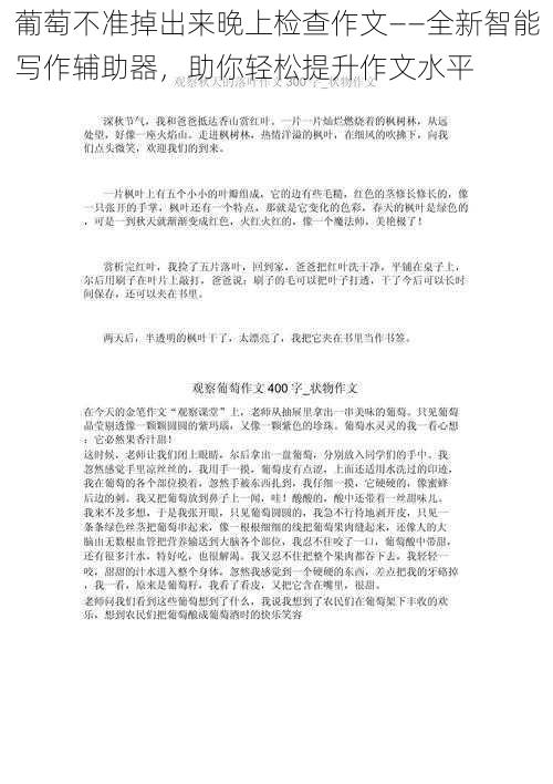 葡萄不准掉出来晚上检查作文——全新智能写作辅助器,助你轻松提升作文水平
