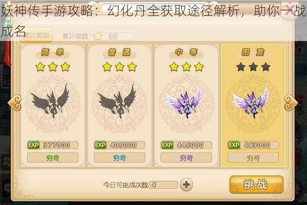 妖神传手游攻略:幻化丹全获取途径解析,助你一战成名