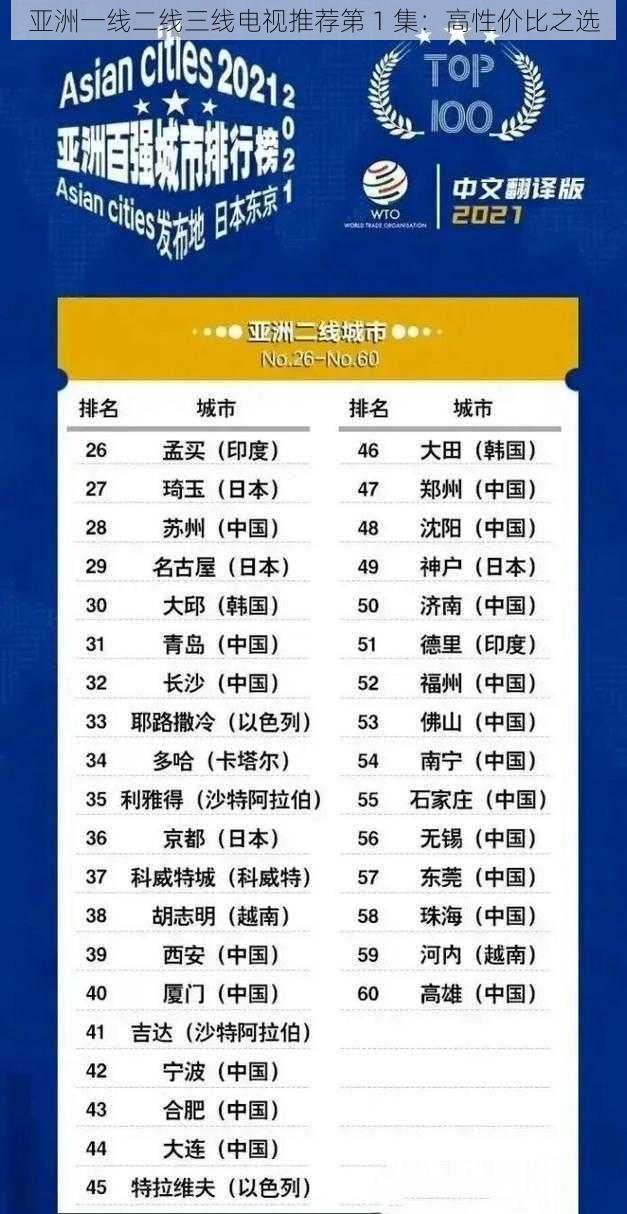 亚洲一线二线三线电视推荐第 1 集:高性价比之选