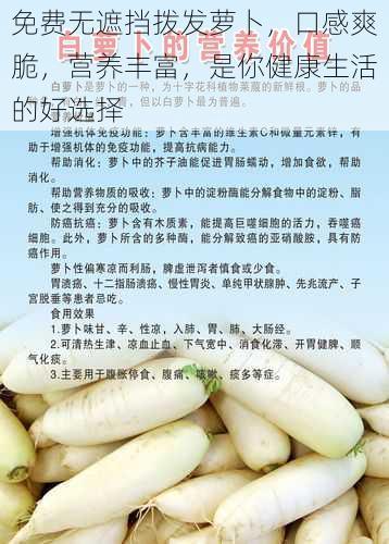 免费无遮挡拨发萝卜,口感爽脆,营养丰富,是你健康生活的好选择