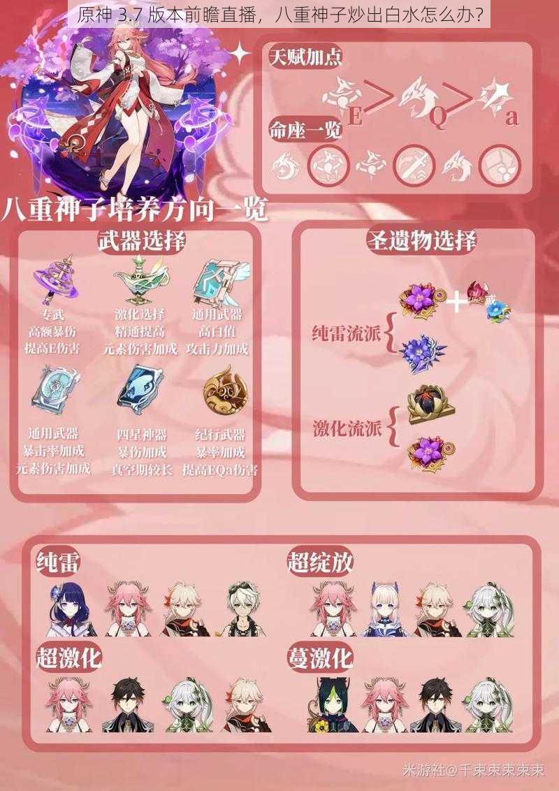 原神 3.7 版本前瞻直播,八重神子炒出白水怎么办?