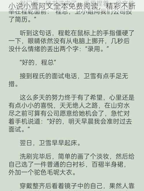 小说小雪阿文全本免费阅读,精彩不断