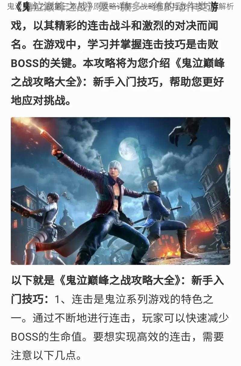 鬼泣巅峰之战第三章风平原攻略详解:战略布局与战斗技巧全解析