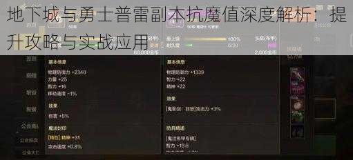 地下城与勇士普雷副本抗魔值深度解析:提升攻略与实战应用