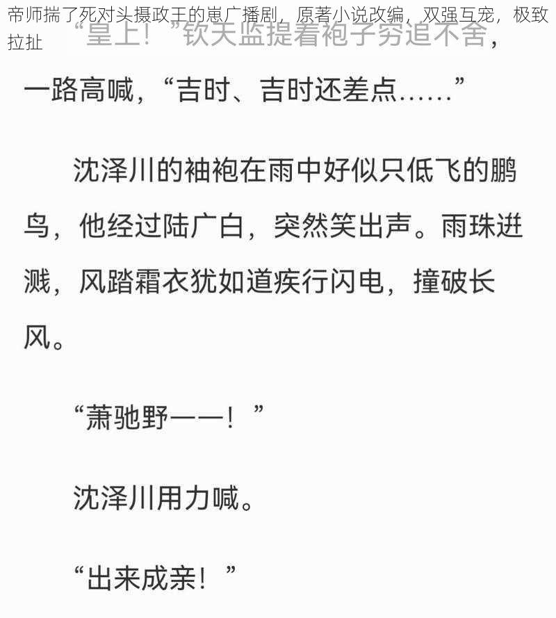 帝师揣了死对头摄政王的崽广播剧,原著小说改编,双强互宠,极致拉扯