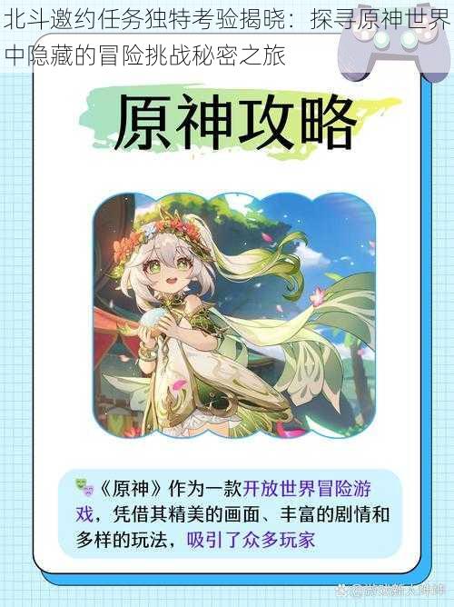 北斗邀约任务独特考验揭晓:探寻原神世界中隐藏的冒险挑战秘密之旅