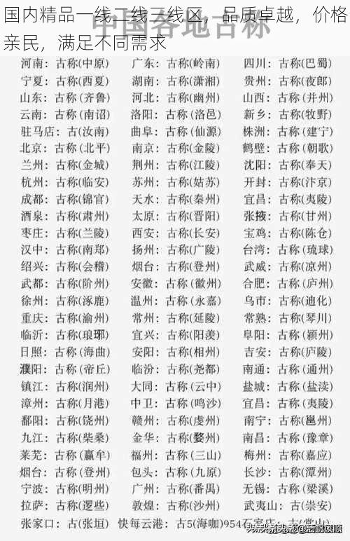 国内精品一线二线三线区,品质卓越,价格亲民,满足不同需求