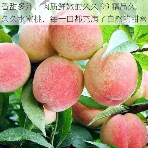香甜多汁、肉质鲜嫩的久久 99 精品久久久水蜜桃,每一口都充满了自然的甜蜜