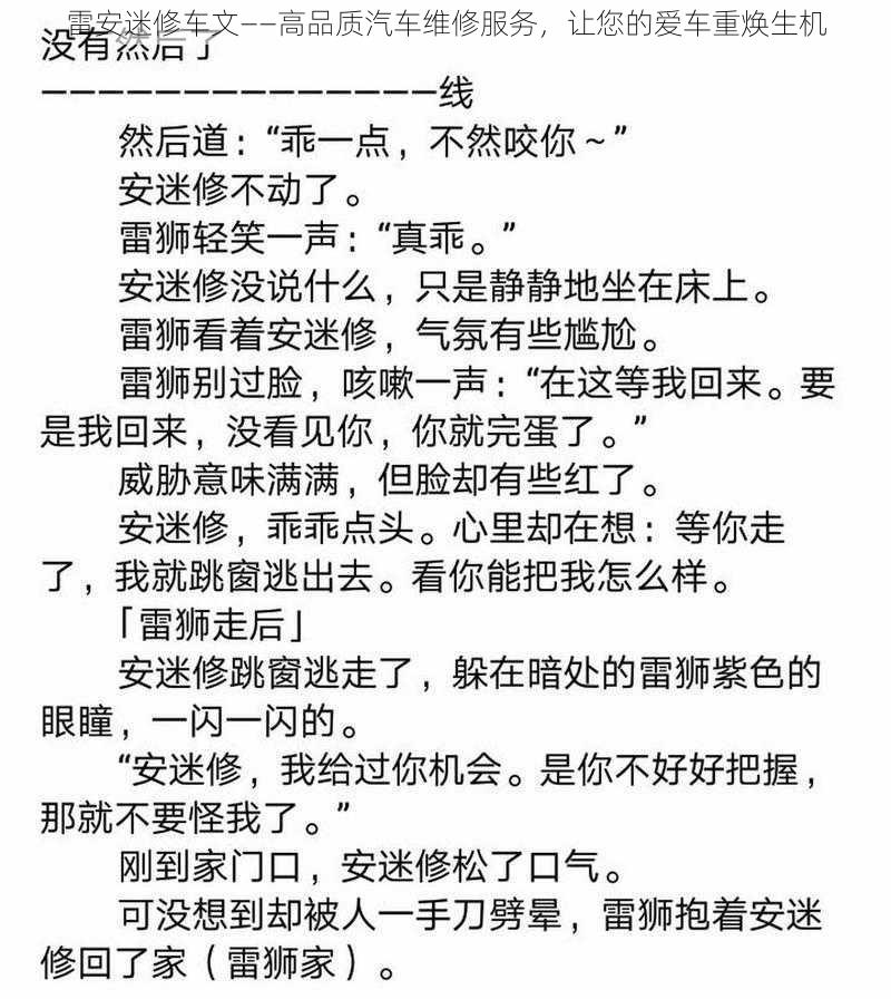 雷安迷修车文——高品质汽车维修服务,让您的爱车重焕生机