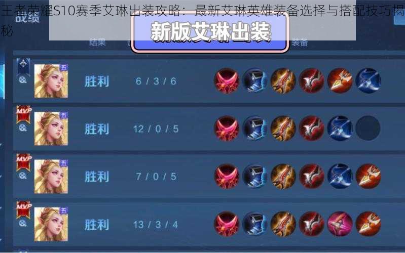 王者荣耀S10赛季艾琳出装攻略:最新艾琳英雄装备选择与搭配技巧揭秘