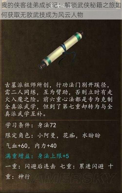 我的侠客徒弟成长记:解锁武侠秘籍之旅如何获取无敌武技成为风云人物