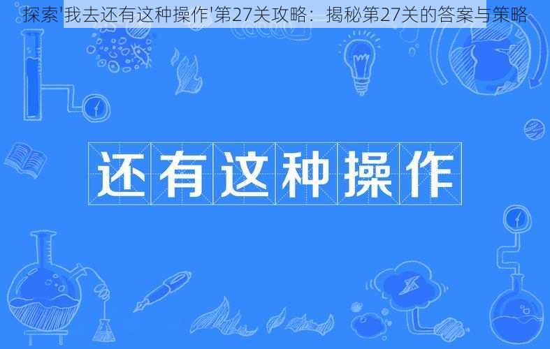 探索'我去还有这种操作'第27关攻略:揭秘第27关的答案与策略
