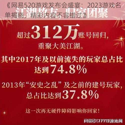 《网易520游戏发布会盛宴:2023游戏名单揭晓,精彩内容不容错过》