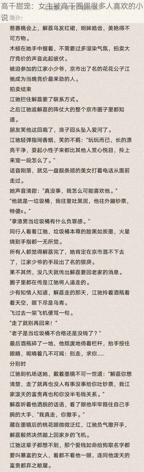 高干甜宠:女主被高干圈里很多人喜欢的小说