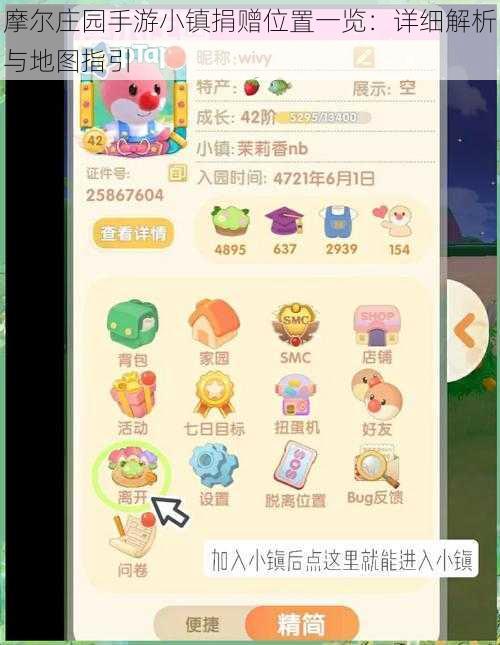 摩尔庄园手游小镇捐赠位置一览:详细解析与地图指引