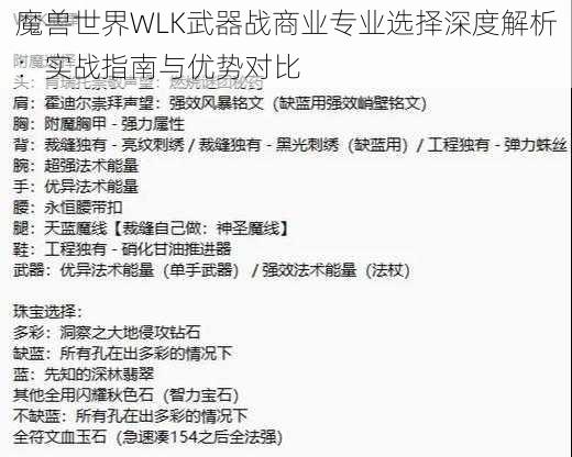 魔兽世界WLK武器战商业专业选择深度解析:实战指南与优势对比