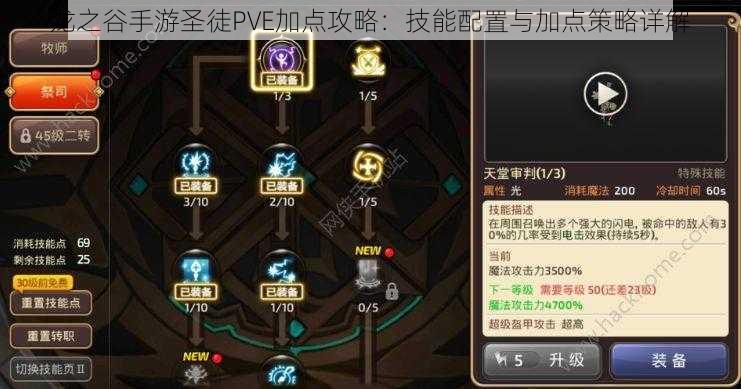龙之谷手游圣徒PVE加点攻略:技能配置与加点策略详解