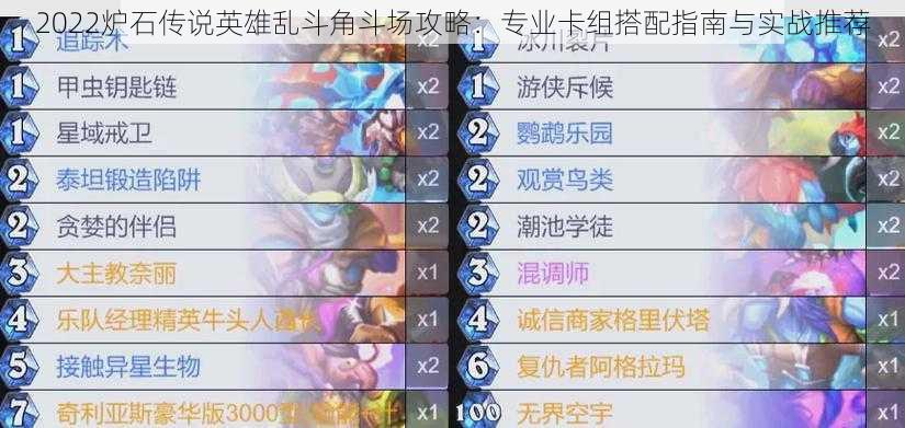 2022炉石传说英雄乱斗角斗场攻略:专业卡组搭配指南与实战推荐
