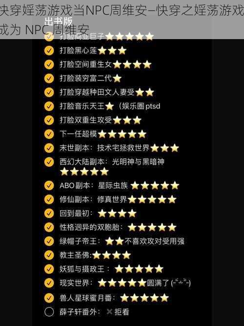 快穿婬荡游戏当NPC周维安—快穿之婬荡游戏:成为 NPC 周维安