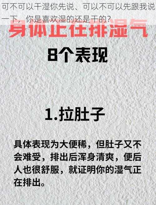 可不可以干湿你先说、可以不可以先跟我说一下,你是喜欢湿的还是干的?