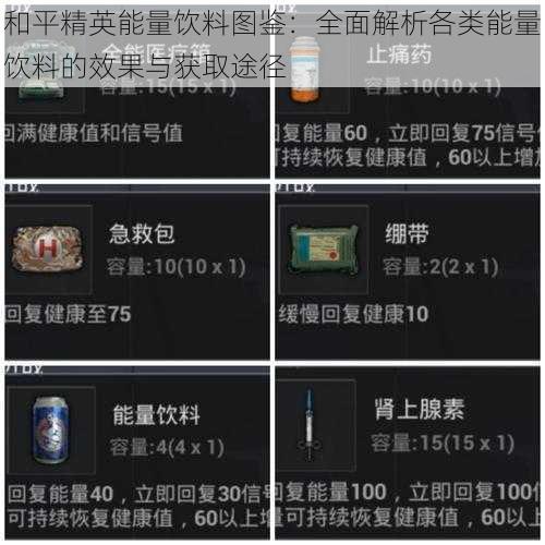 和平精英能量饮料图鉴:全面解析各类能量饮料的效果与获取途径