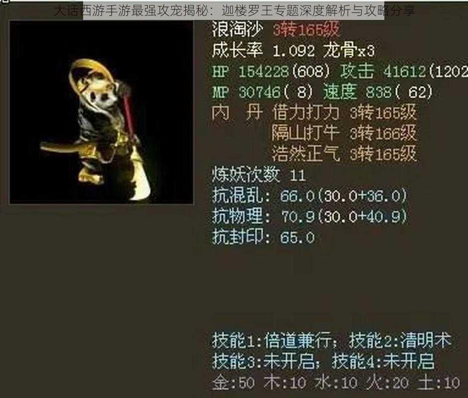 大话西游手游最强攻宠揭秘:迦楼罗王专题深度解析与攻略分享