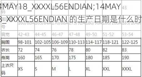 14MAY18_XXXXL56ENDIAN;14MAY18_XXXXL56ENDIAN 的生产日期是什么时候?