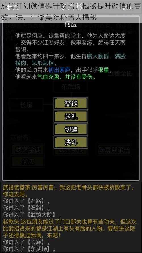 放置江湖颜值提升攻略:揭秘提升颜值的高效方法,江湖美貌秘籍大揭秘