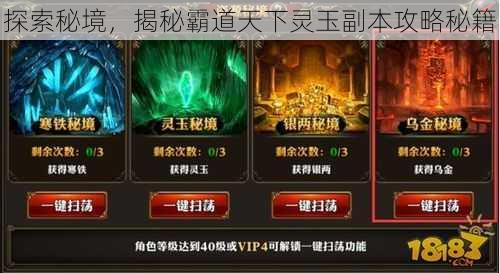 探索秘境,揭秘霸道天下灵玉副本攻略秘籍