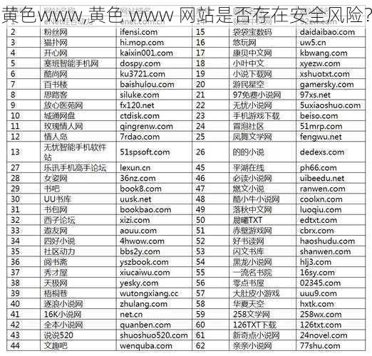 黄色www,黄色 www 网站是否存在安全风险?