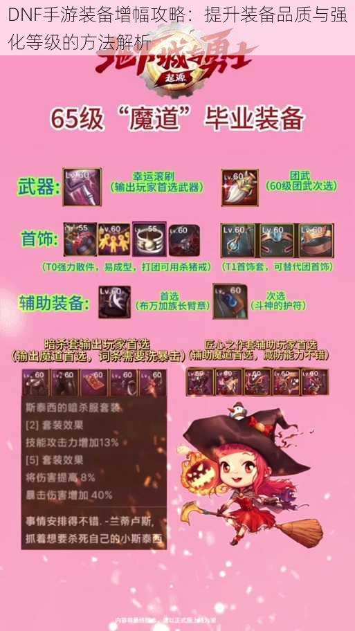 DNF手游装备增幅攻略:提升装备品质与强化等级的方法解析