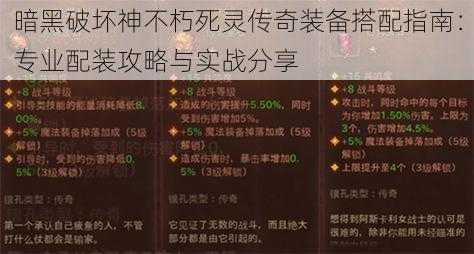 暗黑破坏神不朽死灵传奇装备搭配指南:专业配装攻略与实战分享