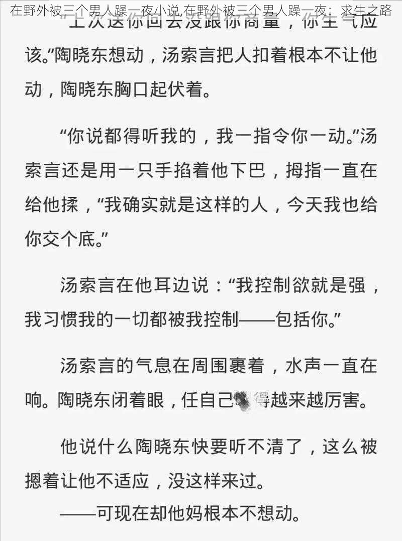在野外被三个男人躁一夜小说,在野外被三个男人躁一夜:求生之路